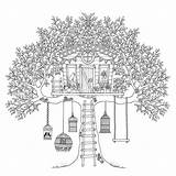 Coloring Treehouse Tree Pages Birds House Adults Houses Boomhutten Kids Colouring Adult Bird Color Fun Print Garden Book Printable Books sketch template
