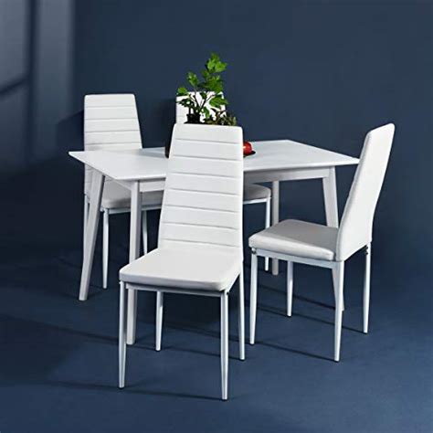 aingoo white kitchen chairs set   dining chair black  steel