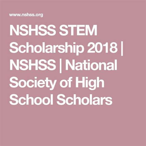 nshss stem scholarship  nshss national society  high school scholars scholarships