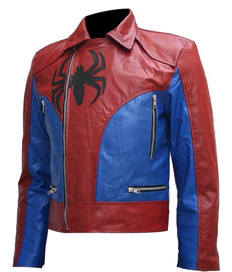 spiderman logo motorcycle leather jacket for men usa jacket