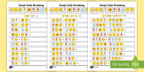 emoji crack  secret code maths worksheets ks twinkl