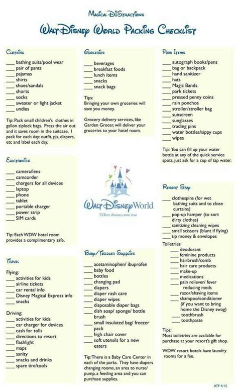 checklist  shared  facebook disney world packing disney
