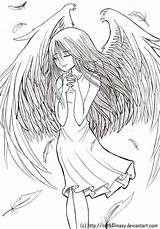 Coloring Pages Fairy Anime Angel Lineart Deviantart Manga Ange Colouring Cute Adult Demon Et Chibi Angels Color Sheets Printable Coloriages sketch template