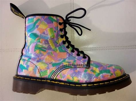 dr martens fantasy glitter pastel boots   england rare vintage uk  boots pastel
