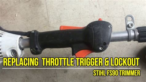 replacing trigger  lockout  stihl fsr trimmer weedeater youtube
