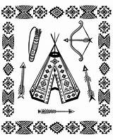 Native Coloring Tipi Symbols American Pages Adults Indian Americans Color Adult Other Print Feather Indians Headdress Justcolor sketch template