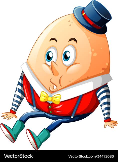 humpty dumpty egg cartoon character  white vector image