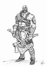 Kratos Draw Character God War Sketches Drawing Sketch Drawings Easy Step Viking Concept Tutorial Fantasy Choose Board Tattoo sketch template