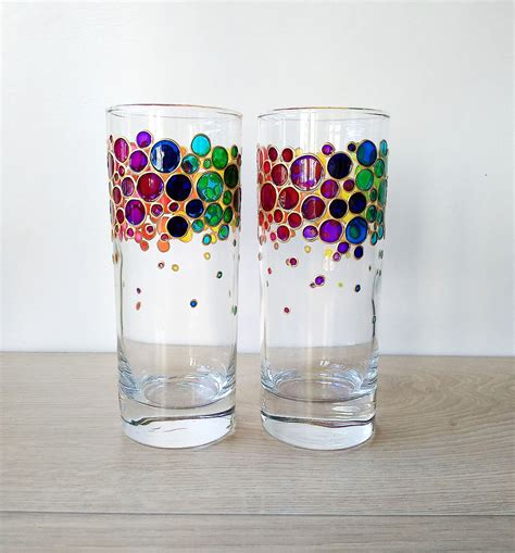 This Festive And Elegant Painted Water Glasses Set Of 2 Makes A