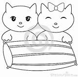 Coloring Pillow Kittens Two 54kb 398px Preview sketch template