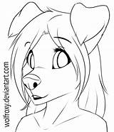 Furry Wolf Drawing Base Female Drawings Line Headshot Anime Draw Clipartmag Deviantart Paintingvalley Lines sketch template