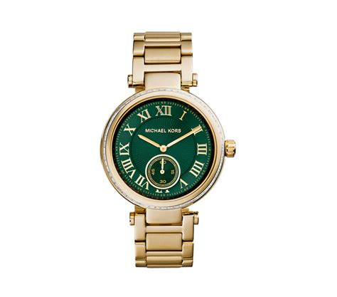 arm candy michael kors skylar green and gold tone stainless steel