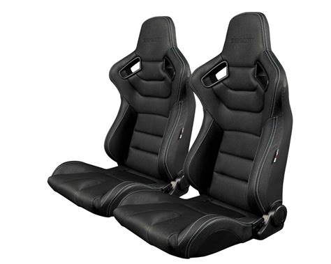 braum racing elite series sport seats black leatherette white stitching brr bkws