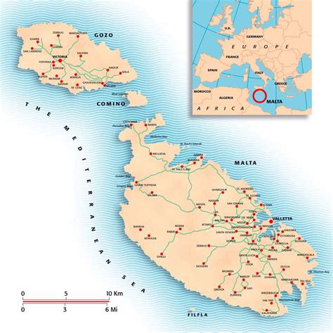 detailed map  malta  cities vidianicom maps   countries