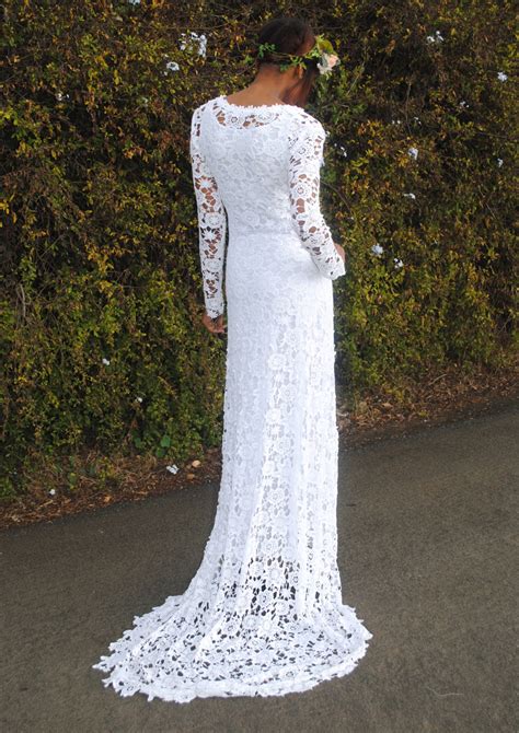 Boho Wedding Dress Simple Crochet Lace By