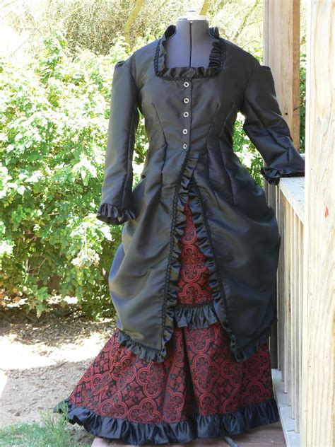 victorian bustle dress polonaise steampunk satin brocade