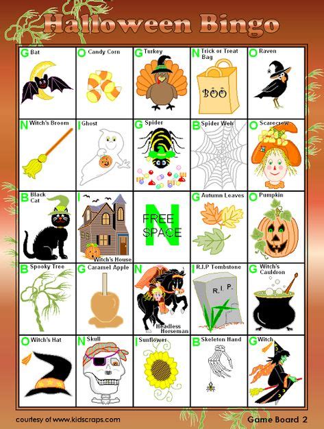 printable halloween bingo cards  pictures numbers