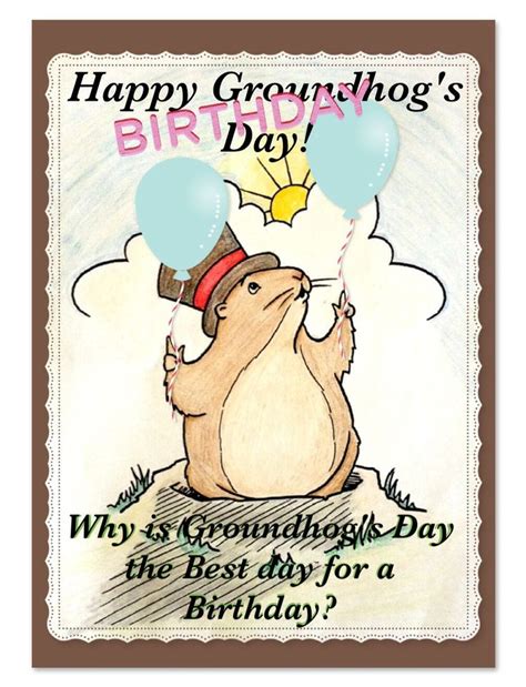 happy groundhogs day birthday card front   groundhogs day