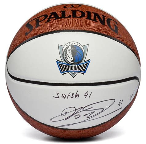 dirk nowitzki signed le dallas mavericks logo basketball inscribed swish  fanatics hologram