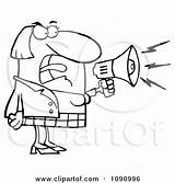 Bossy Shouting Businesswoman Remarks Megaphone Through Outlined Illustration Royalty Clipart Toon Hit Coloring Vector Pages Caucasian 2021 Clipartof sketch template