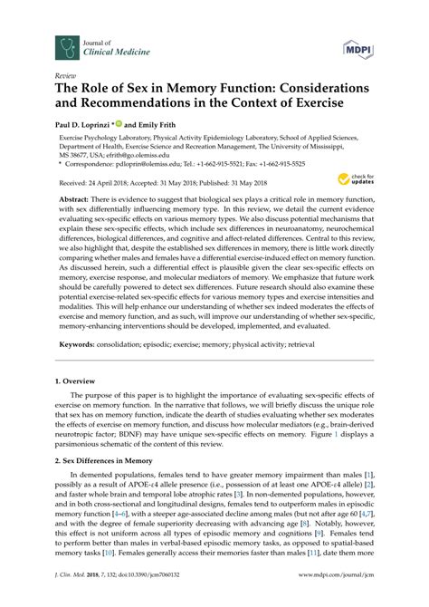 pdf the role of sex in memory function considerations and