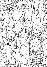 Coloring Cats sketch template