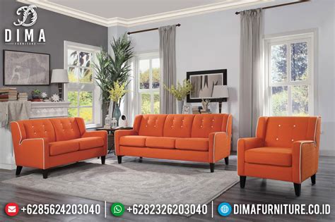 set model sofa tamu minimalis jepara model terbaru warna orange custom df