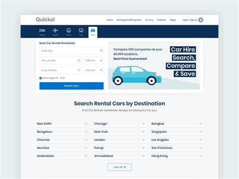 car rental booking home page  harnish design  dribbble
