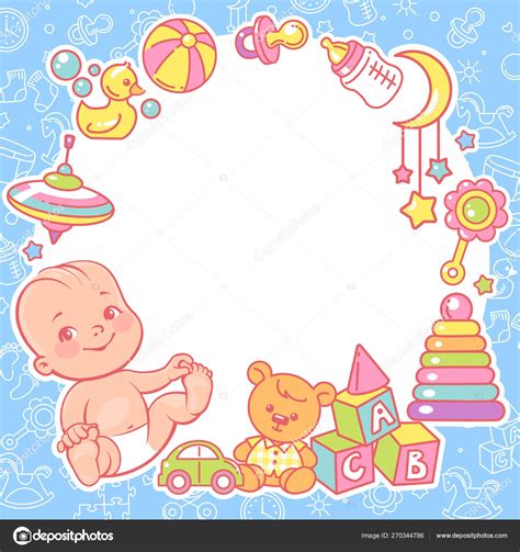 baby shower design template baby boy  toy frame stock vector