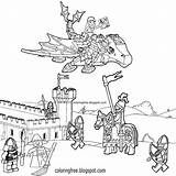 Castle Lego Coloring Pages Dragon Kids Printable Middle Ages Sizable Getcolorings Color Lovely sketch template