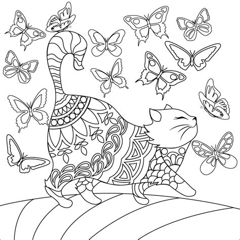 pin  barbara  coloring cat  butterfly coloring page coloring