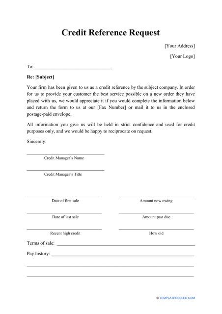 credit reference request form fill  sign