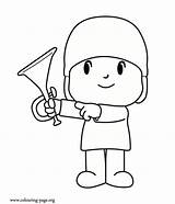 Pocoyo Coloring Trumpet Pages Colouring Popular sketch template