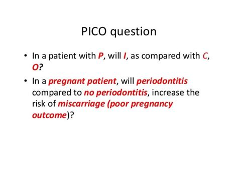 pico question ideas  clinical questions  picot format