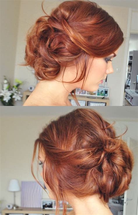 cute messy bun with red hair perfect hairstyles pinterest updo buns and hair