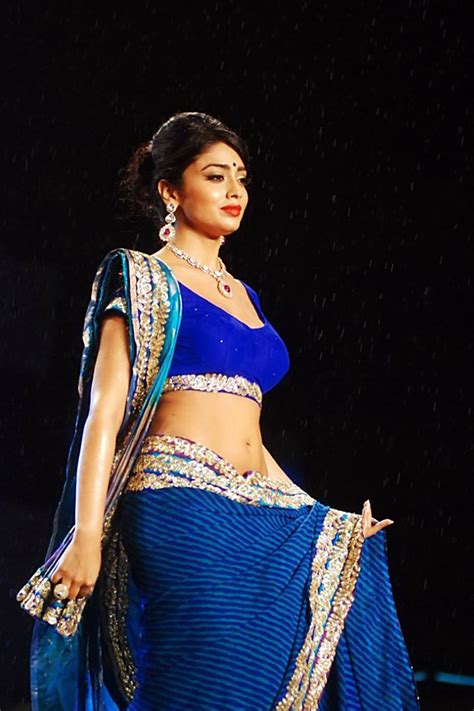 Shriya Saran South Indian Actress Blue Saree Images On Fashion Show Hq