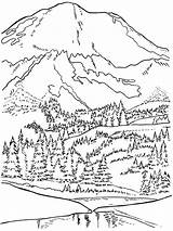 Coloring Pages Park Mountains Arbor National Mountain Mount Printable Mt Rainier Smoky Nature Sheets Trees Washington Glacier Parks Adult Book sketch template