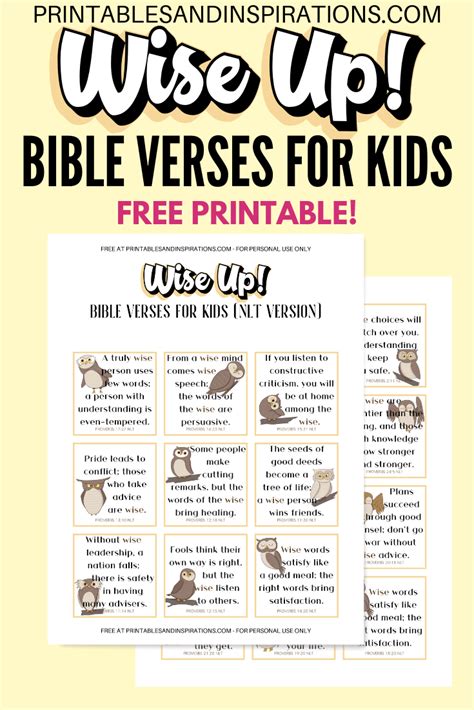 printable bible verses  kids  wisdom printables