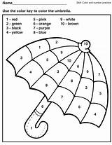 Number Coloring Printable Umbrella sketch template