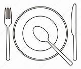 Fork Plate Spoon Knife Coloring Pages Setting Place Drawing Vector Stock Illustration Getdrawings Template Depositphotos Color Getcolorings sketch template