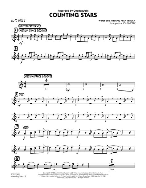 Counting Stars Alto Sax 2 Sheet Music John Berry Jazz Ensemble