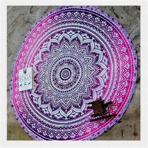 delicate indian mandala round beach towel floral rug tapestry yoga mat
