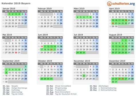 kalender  ferien bayern feiertage