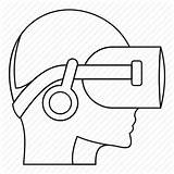 Vr Headset Outline Drawing Device Icon Cyber Cyberspace Thin Line Getdrawings Reality Virtual sketch template