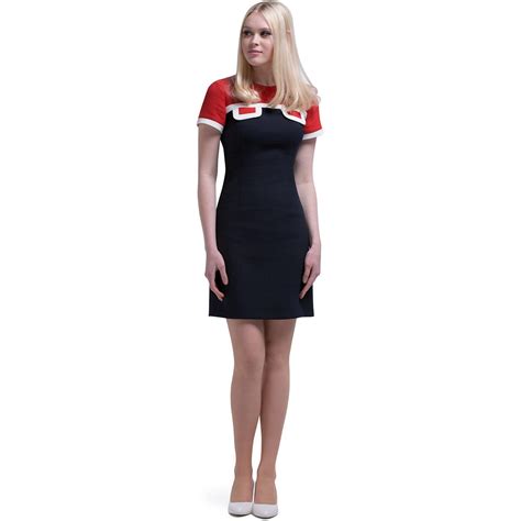Marmalade 1960s Mod Faux Pocket Panel Dress Red Navy