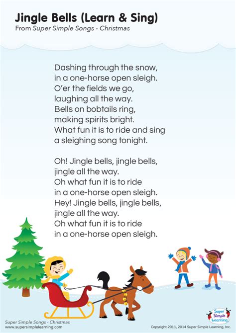 jingle bells learn sing lyrics poster super simple