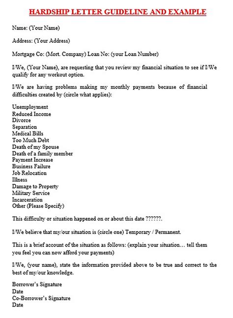 mortgage hardship letter sample  template