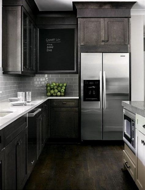 I LOVE!!! dark black brown cabinets & stainless steel