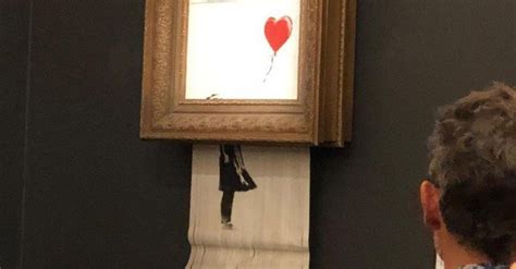 banksy painting  destructs immediately   sold
