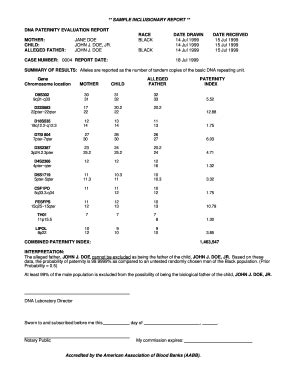 fake dna test results blank form printable